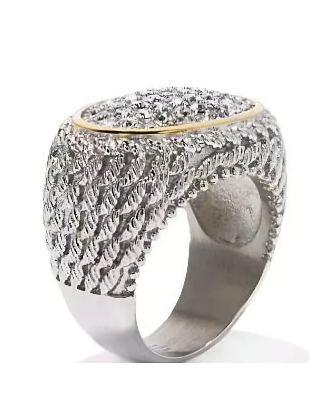 Emma Skye Oval Crystal Stainless Steel Size 7 NWOT